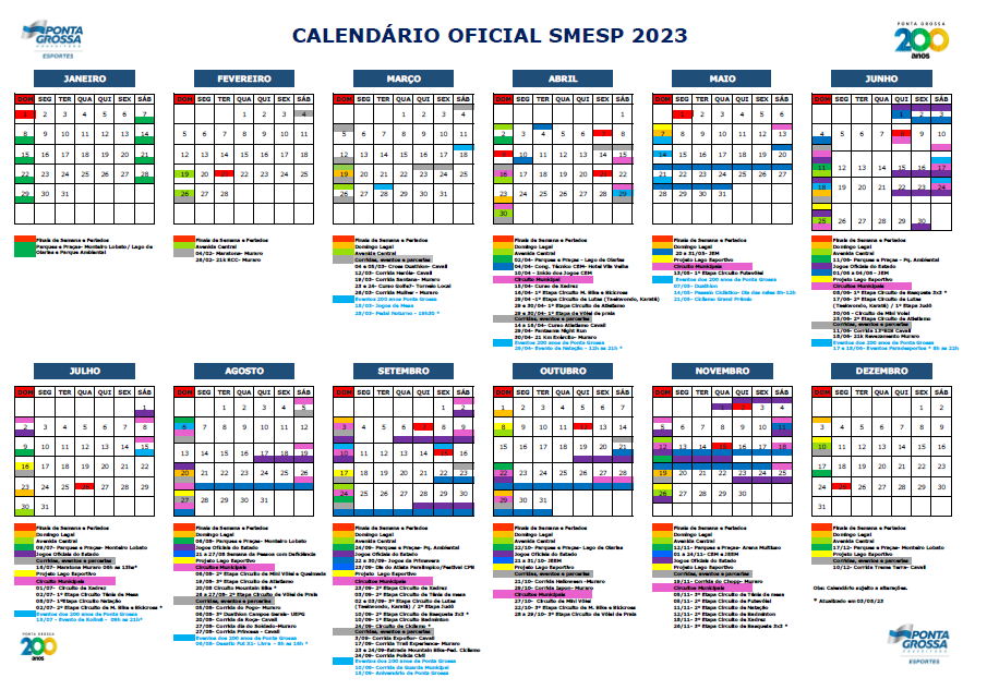 Calendário de Campeonatos de Tênis de Mesa 2023